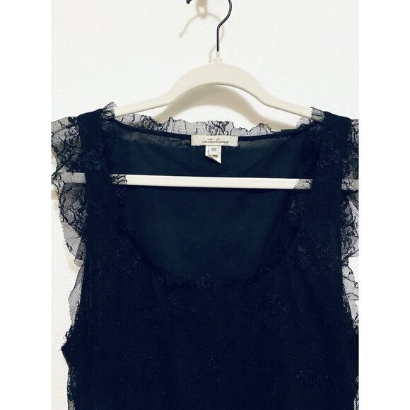 Intuitions Top Womens Medium Black Lace Scoop Neck Sleeveless Whimsigoth Y2K - Picture 2 of 8